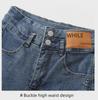 Korean Style High Waist Slit Jeans for Women - Autumn/Winter Slim Fit, Double Button, Elastic Flared Wide Leg Trousers