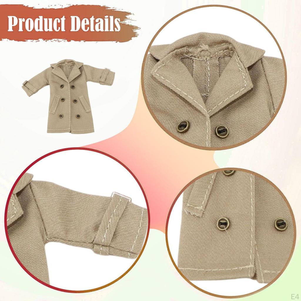1/ Figure Clothes Miniature Clothing Trench Coat Trendy Costume Accessories for 6" Female Figures