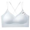 High Elastic Ice Milk Clothes Cross Beauty Vest Gather Pull Fixed Cup Double Shoulder Straps Close Breast Bra