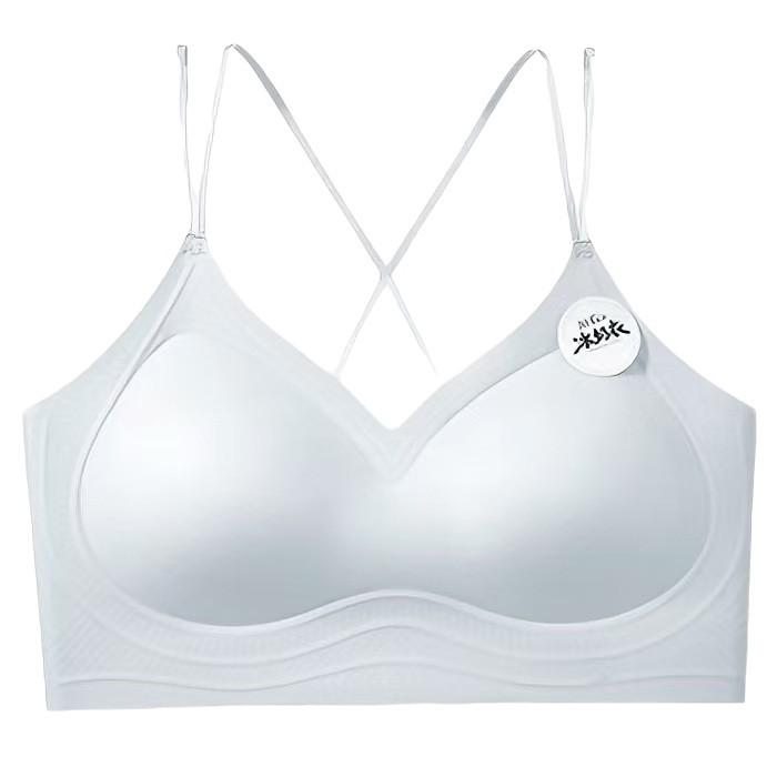 High Elastic Ice Milk Clothes Cross Beauty Vest Gather Pull Fixed Cup Double Shoulder Straps Close Breast Bra