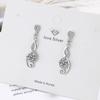 Orecchini a Pendente Forma di Nota in Argento Sterling con Zirconi Rotondi, Orecchini da Matrimonio e Festa, Regalo Gioiello