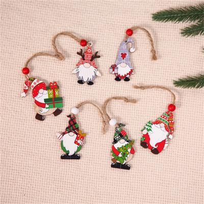 12 Pcs Christmas Gnomes Ornaments Wooden Christmas Tree Hanging Decorations Faceless Santa Holiday Decor Party Supplies