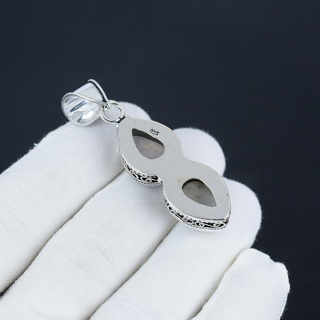 Colgante de Plata de Ley 925 con Piedra Luna Arcoíris Natural - Diseño de Pera Hecho a Mano, Joyería para Uso Diario, Regalo de Aniversario