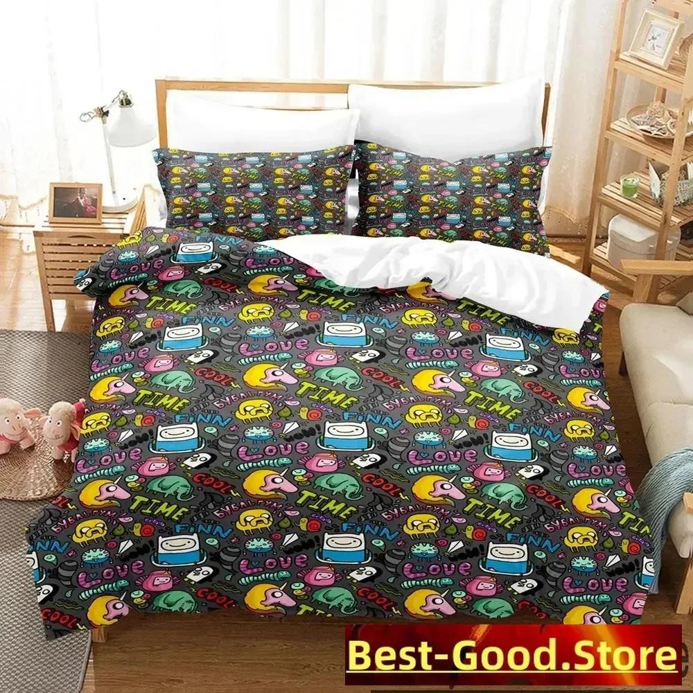 3D Print Adventure Time Finn Jake The Dog Face Printed Bed Set Duvet Cover Pillowcase Bedding Set Linen Sheet Quilt Cover Size