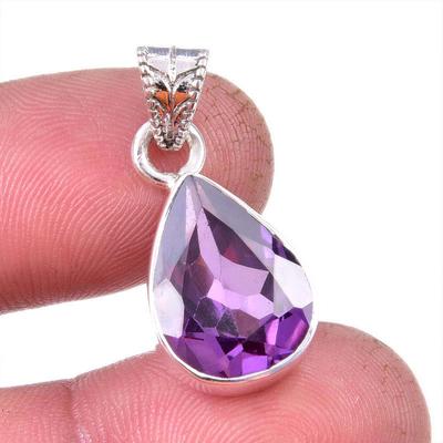 Natural Alexandrite Gemstone 925 Solid Sterling Silver Gift Pendant 1.25" D1N20