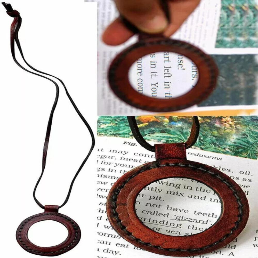 Collier avec pendentif loupe et médaillon vintage