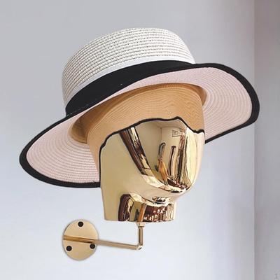 Porte-Chapeaux Support de Rangement Décoratif Métal Style Vintage Organisateur Modèle Tête de Mannequin pour Casquettes