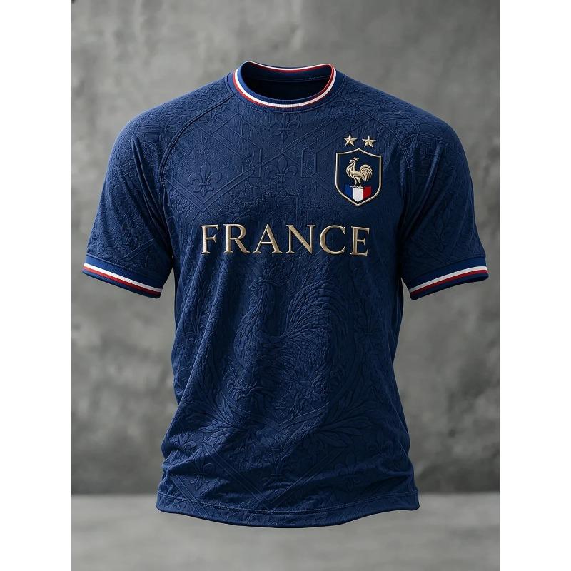 France Style T-Shirt Men Women 3D Print Textured Graphic Top Short Sleeve Casual Streetwear Breathable Quick Dry Summer Wear