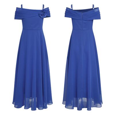 Schulterfreies, elegantes Partykleid für Mädchen, ärmellos, Chiffon, für Hochzeit, Brautjungfer, formelle Ballkleider