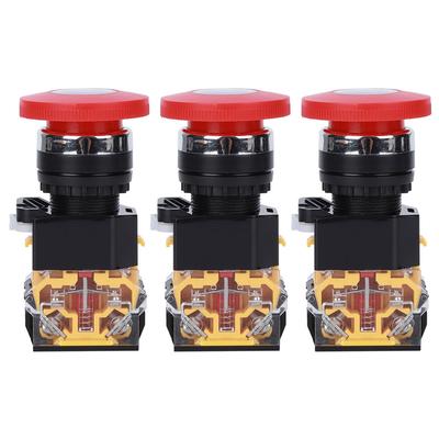 3 Adet Acil Durdurma Basmalı Düğme Aç Kapa Endüstriyel Aksesuar Mühendislik Plastiği 440V 10A 22mm