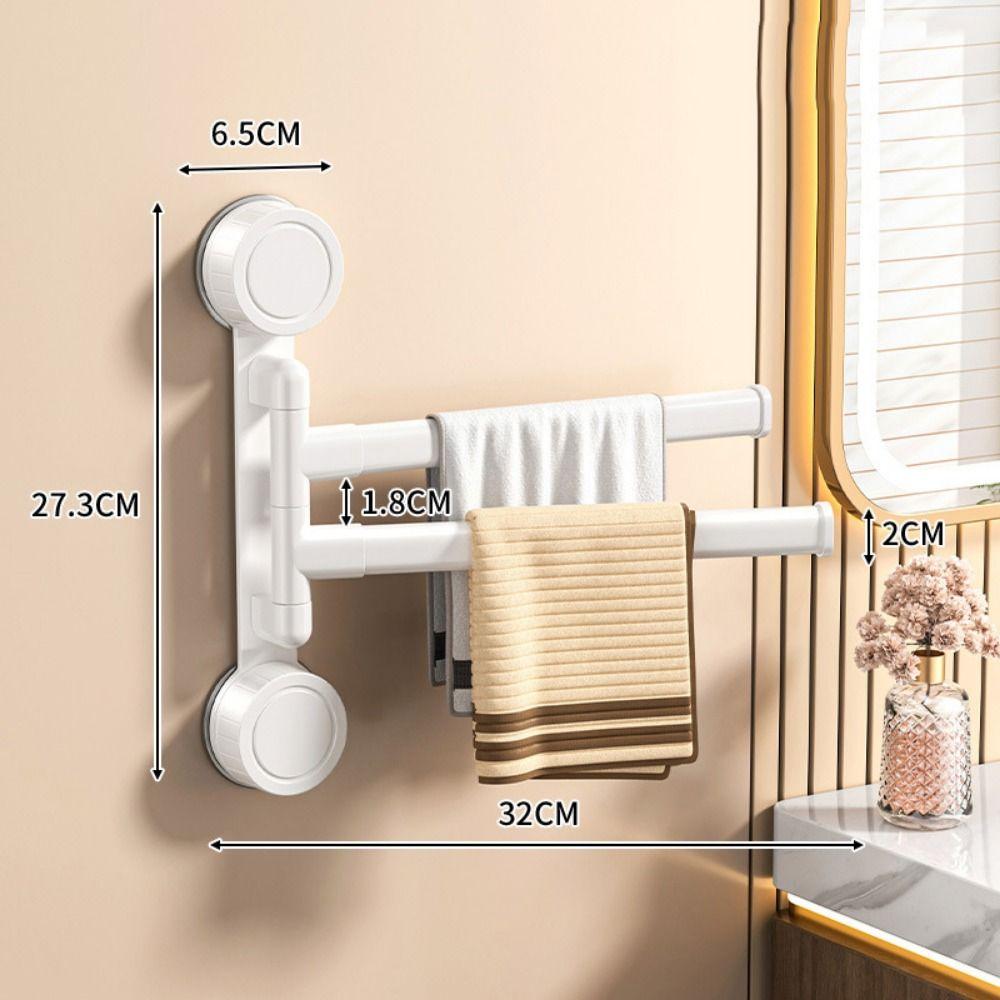 Wall-mounted Swivel Towel Bar Multi-bar Bathroom Towel Rod Suction Cup Towel Rack Shower