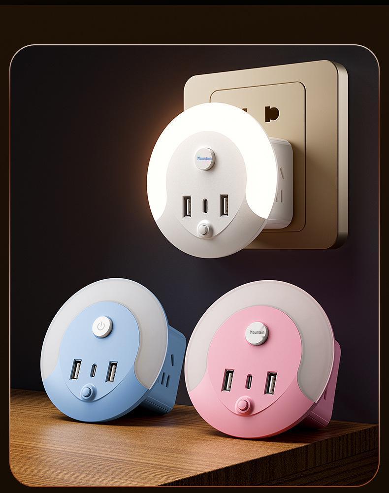 Multifunktionaler USB Smart Voice Cube: Kabelloses Nachtlicht & Steckdosenleiste für Zuhause oder Büro