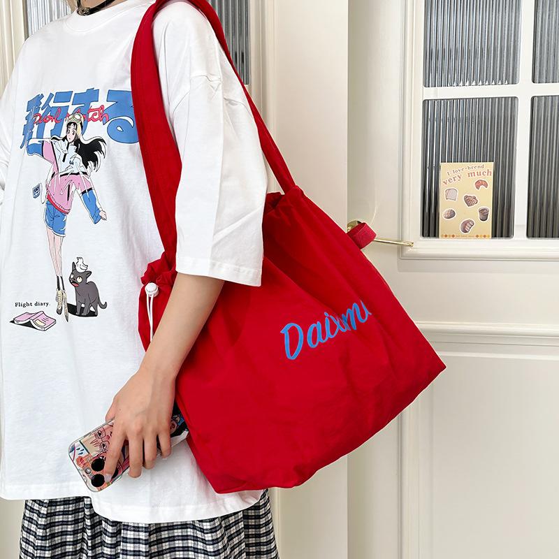 Korean Version of New Letter Printing Casual Large Capacity Tote Bag Light Travel Versatile Lazy Style One Shoulder Stray Bag