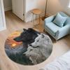 Okrągły Dywanik Trzy Wilki, Dywan do Salonu Sypialni Sofy Pokoju Zabaw Dekoracja, Antypoślizgowa Mata Podłogowa