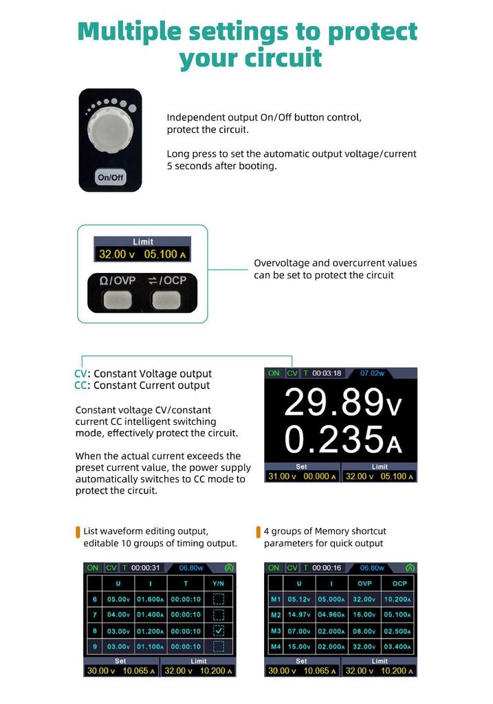 OWON Lili Pu SPM Series Programmable DC Power Supply & 4.5-Digit Multimeter (Models: 3051, 3103, 6103)
