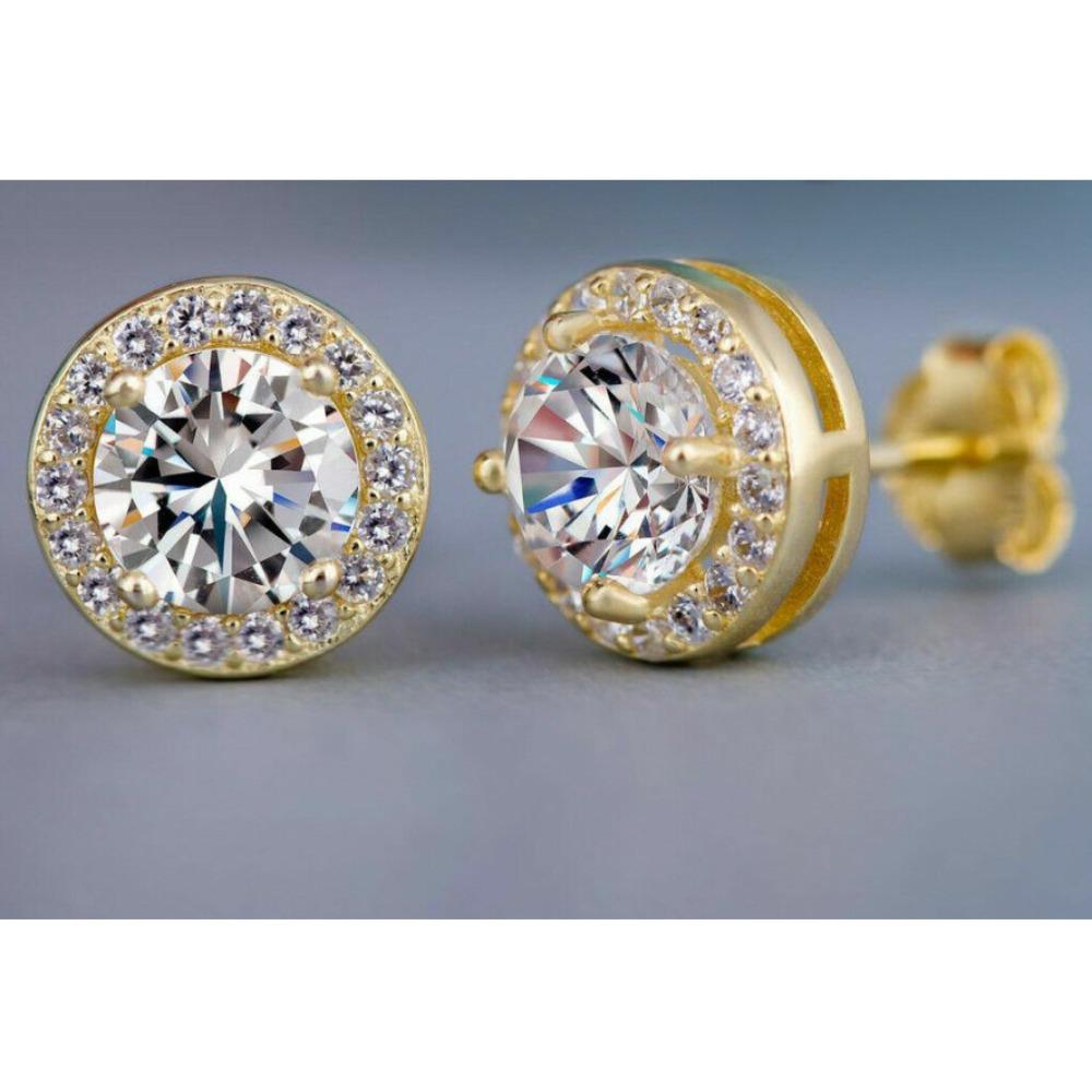 Geometric Ear Studs Gold Silver Zircon Earrings Elegant Ear Post Stud Women Girls