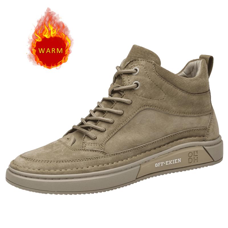 Fashion 2024 High End Brand Men's Mountaineering Shoes Winter Thick Soled Men's High Top Shoes Wear-resistant Versatile Oxford Shoes