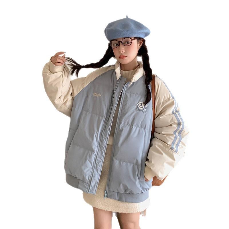 Retro Down Cotton-padded Clothes for Men and Women in Winter New Warm Cotton-padded Clothes Stand-up Collar Couple Thickened Cotton-padded Jacket