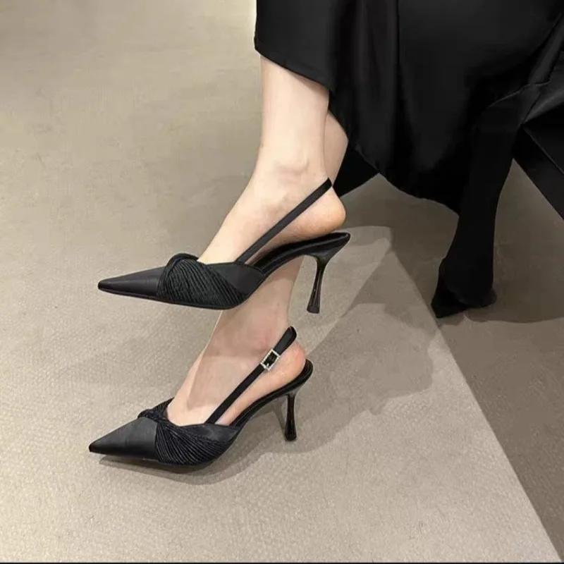 2025 Spring New Brand Women Sandal Fashion Bow-knot Pointed Toe Ladies Elegant Slingback Shoes Thin High Heel Pumps