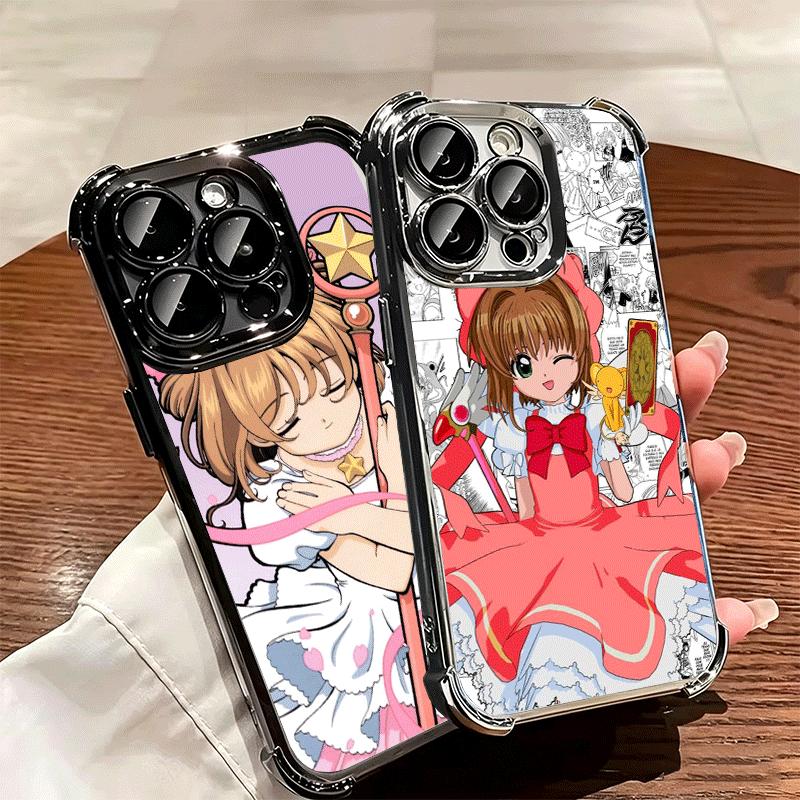CardCaptor Sakura Anime Soft Phone Case For iPhone 15 16 17 Air 14 Pro Max 16E Plus 13 12 Mini Plating Anti-Fall Fundas
