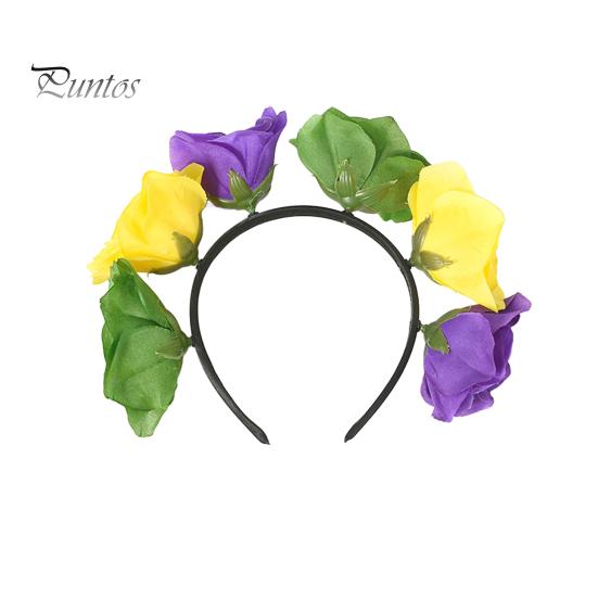

Женская повязка на голову Марди Гра, цветная искусственная роза, головной убор для вечеринки, повязка на голову с цветочной короной, аксессуары для подростков, взрослых, карнавальный костюм для вечеринки жёлтый/зелёный