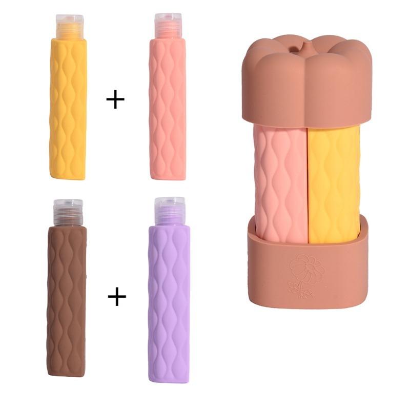 4 in 1 Silicone Travel Bottles Set Dispenser Bottle Leak Proof Portable Refillable Containers for Shampoo Lotion Toiletries