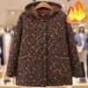 Casaco Quente de Inverno Feminino Plus Size Forrado com Lã, Jaqueta Casual com Capuz para Mulheres de Meia-Idade e Idosas