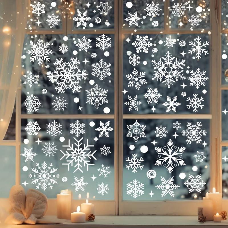 

Snowflake Window Cling Set - Reusable PVC Static Decals for Glass, Easy Winter & Christmas Window Decor Without Residue