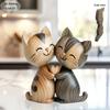 1PCS  2D Flat Print - Handmade Kitten Couple Wooden Sculpture, Charming 2D Gift for Cat Lovers