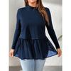Plus Size Women S Long Sleeve Solid Color High Round Neck T Shirt