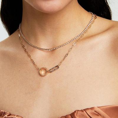Elegant Double Layer Zircon Necklace - Women's Fashion Choker
