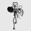 Black Braided Rope Keychain Three-Dimensional Love Ball Racket Cherry Charm Pendant Keyring  Simple Bag Decoration