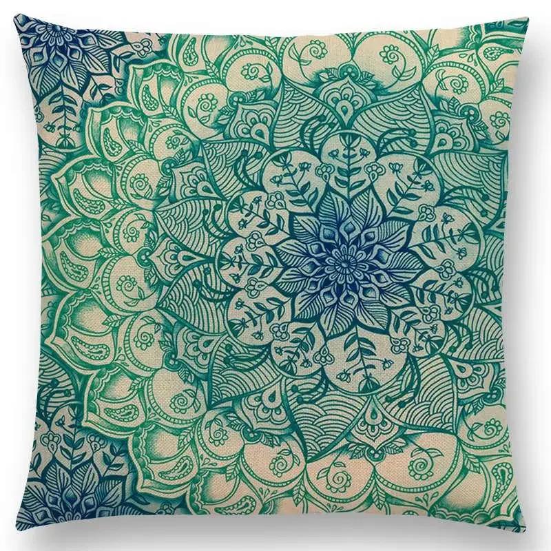 Neu Wunderschönes Blatt Blume Herrliches Florales Doodle Buntes Dekoratives Muster Mandalas Auto Kissenbezug Sofa Überwurf Kissenbezug