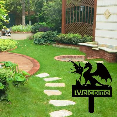 Drachen Garten Metallstecker – Verspielte & Skurrile Silhouette, Einzigartige Gartenkunst für einen unverwechselbaren Hauch von Außendekor