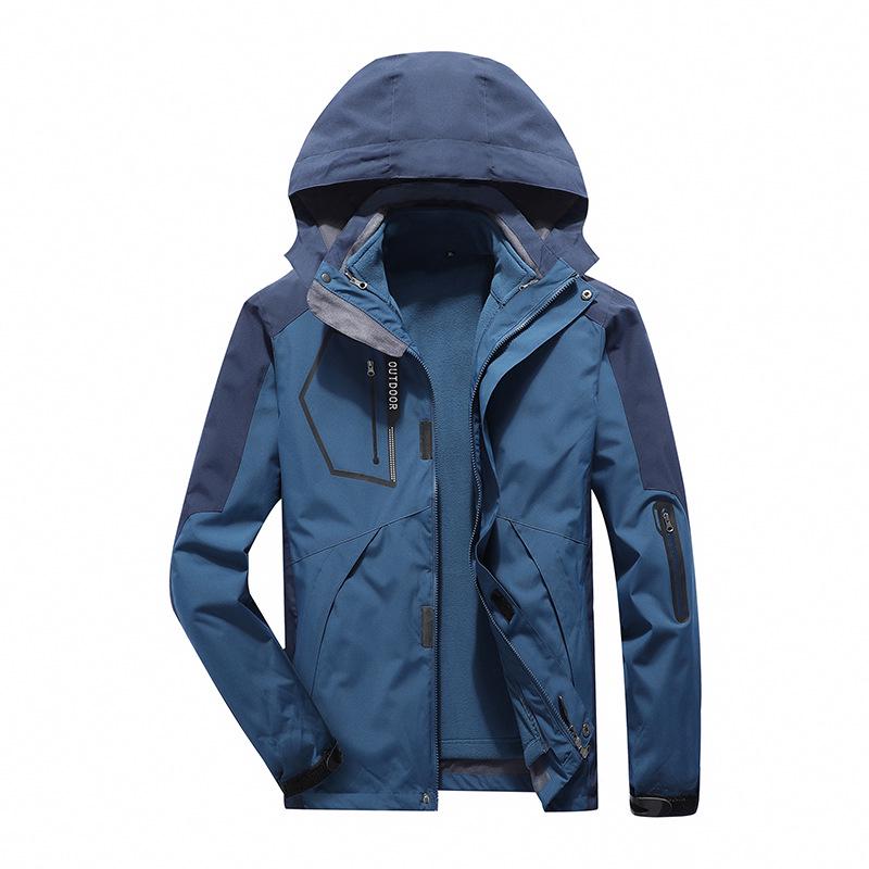 Unisex Cross-Border Hooded Windbreaker Jacket: Three-in-One Velvety Thickening for Autumn/Winter Mountaineering
