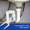 3-way Design 3 Way Plumber's Wrench Spanner High-efficiency Filter Sink Strainer Wrench Comfortable To Hold
