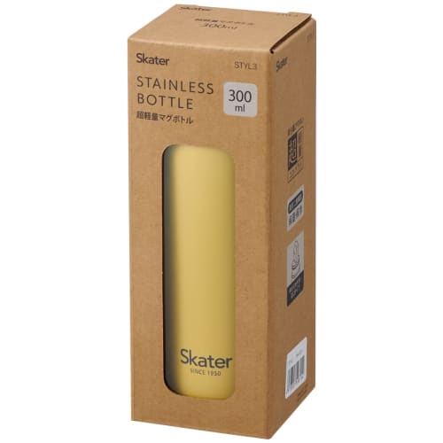 Skater Mug Bottle Dull Yellow 300ml Ultra Light Stainless Steel Water Bottle STYL3-A