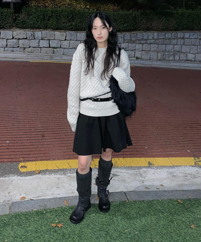 INTEMPOMOOD Croffle Round Neck Knit_Ivory