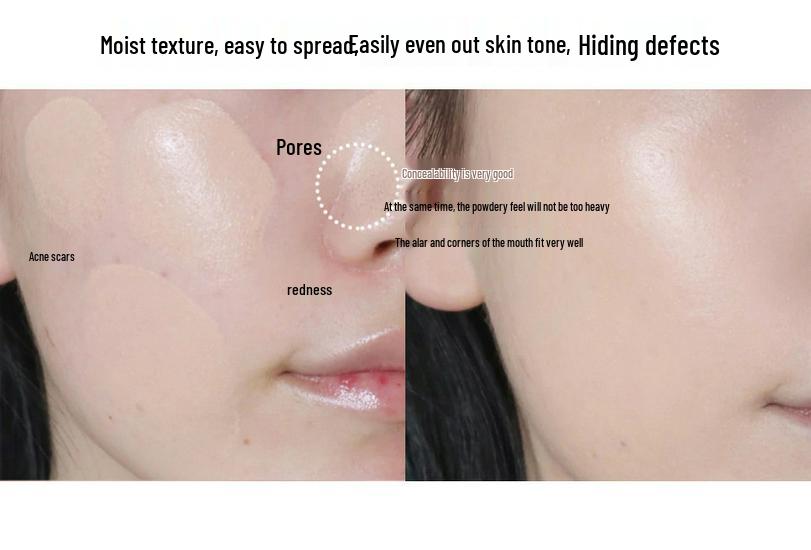Xixi Soft Light Face Concealer Cushion Cream - Moisturizing, Lightweight, Pore-Minimizing, Natural Finish.