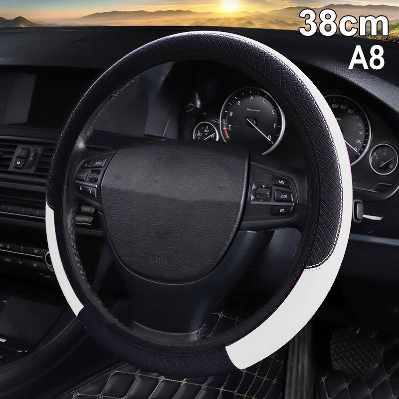 Universal 38cm Anti-slip Leather Car Steering Wheel Cover, Breathable & Durable Steering Wrap for Most Cars