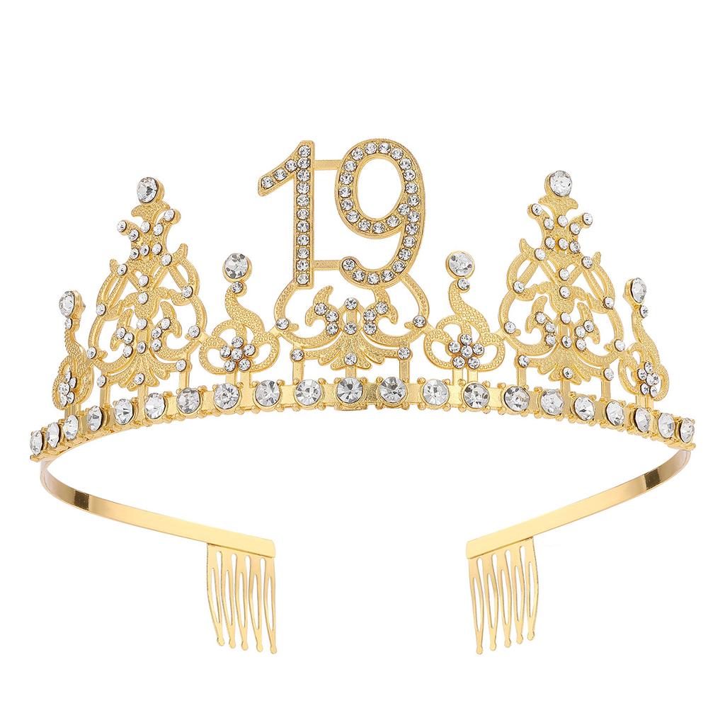 Fashion Alloy Digital Crown With Diamond Tiara 18Th Birthday Party Pearl Alloy Headband