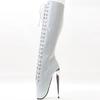 Fashion FHC 18CM High Heel Unisex Knee High Ballet Boots,Queen Dance Shoes,Fetish SM Botas,Front Laces,White,Black,Red,Customized Color