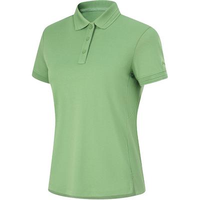 Série Fitness Couleur Unie Confortable Respirant Polyvalent Polo à Manches Courtes Hauts pour Femmes Vert Pierre APLU180-4