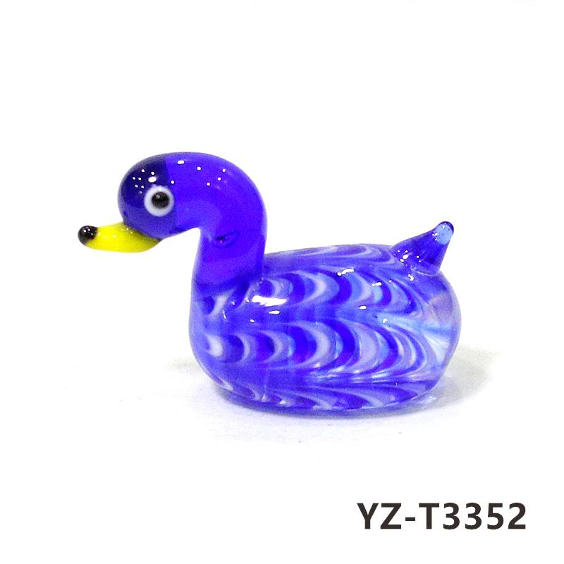 Colorful Cute Glass Duck Mini Figurine Craft Ornament Easter Animal Tiny Statues Home Table Micro Fairy Garden Decor Accessories
