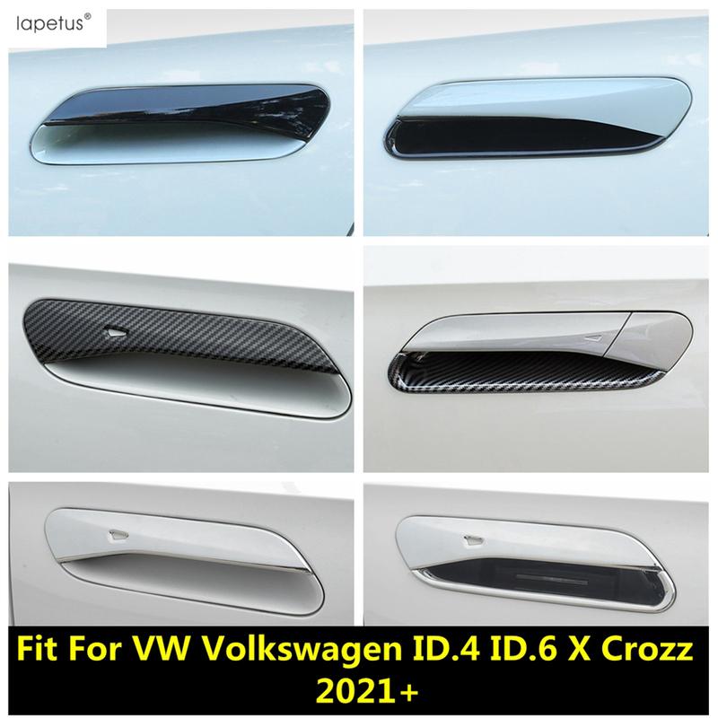 Car Door Handle Bowl Protection Cover Trim For VW Volkswagen ID.4 ID.6 X Crozz  - 2025 Carbon Fiber / Chrome Accessories