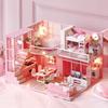 CUTEROOM DIY Wooden Dollhouse Kit with LED Lights & Music Box, Dustproof Cover, Furniture & Miniature Accessories Set, Handmade Miniature House, Gift