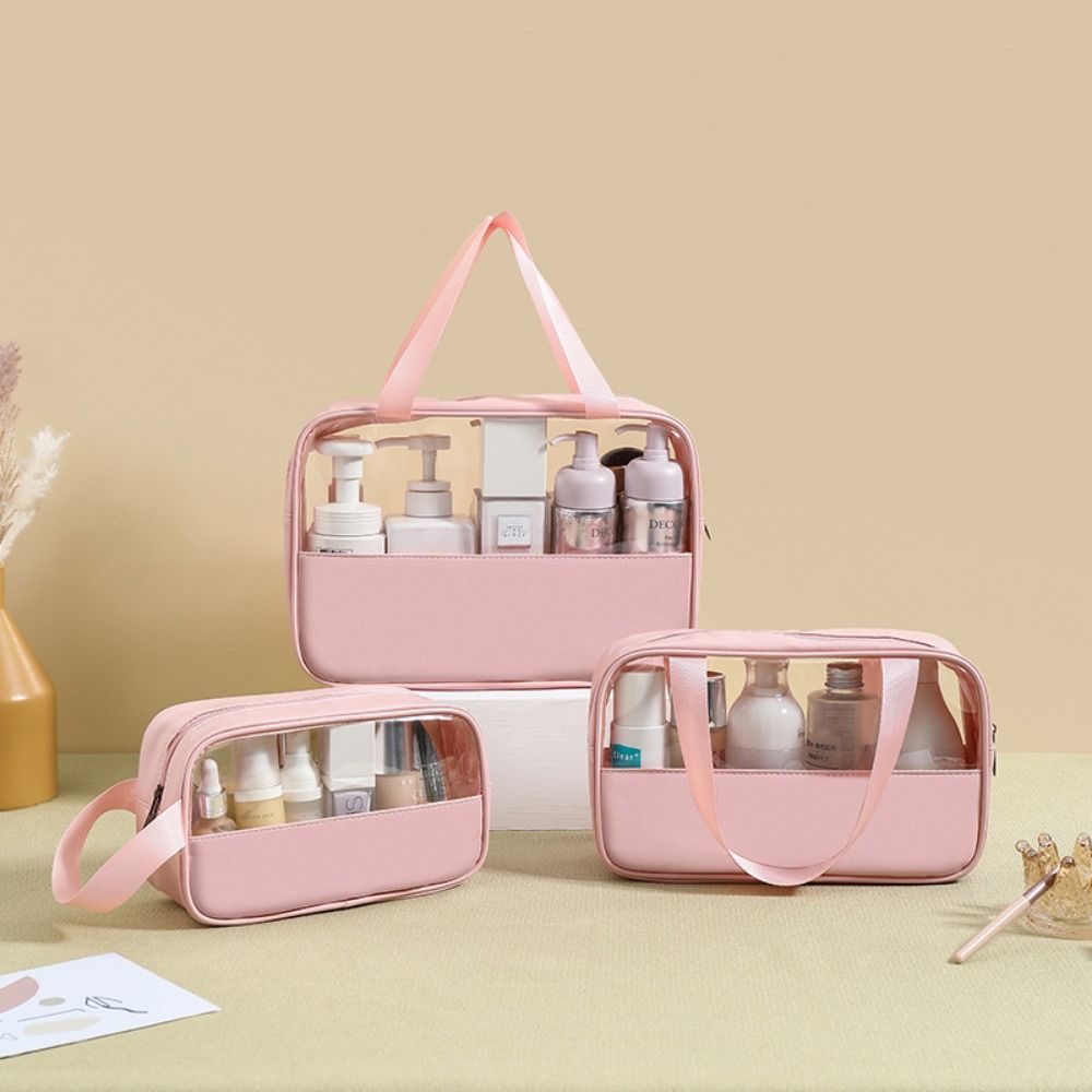 with Handle Portable Toiletry Pouch Transparent Skincare Products Organizer  Swimming