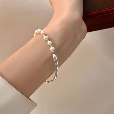 Elegant Pearl Half Bangle Bracelet For Women Beauty Luxury  Jewelry Girl Stylish Simplicity Gift Party
