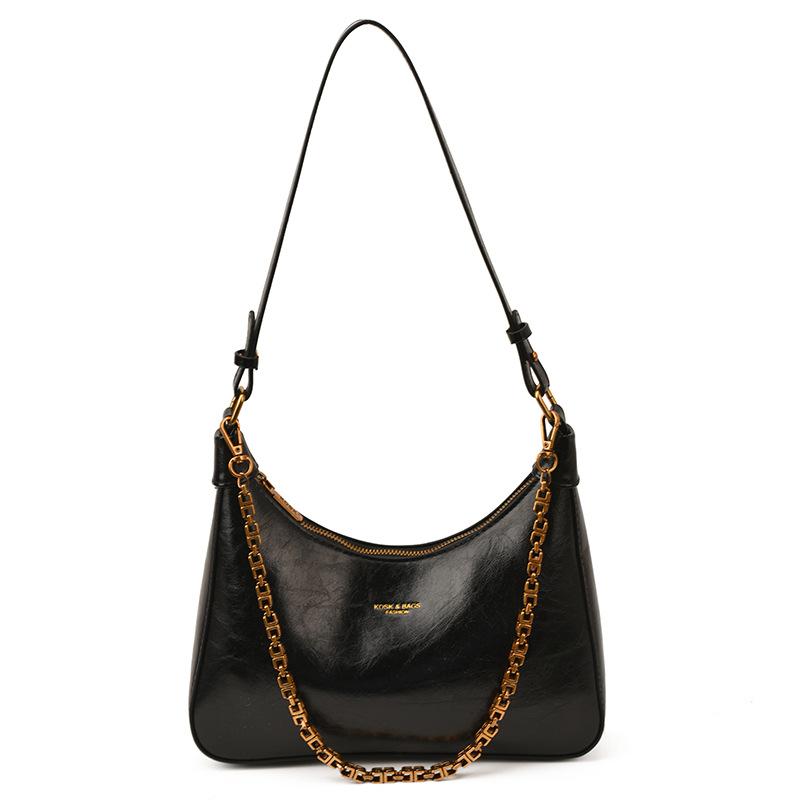 Autumn and Winter Retro Oil Wax Leather Small Bag Women's 2025 New Korean Version Niche Underarm Commuter Bag One-shoulder Crossbody Bag Trend