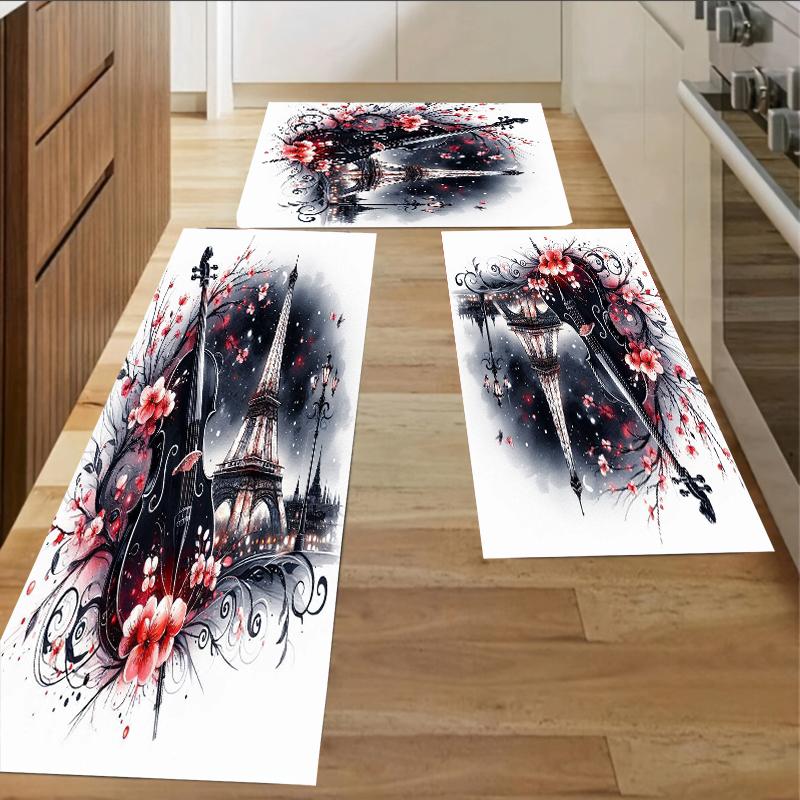 

Parisian Melody Kitchen Rug Set -Non-Slip Waterproof & Easy-Clean Floor Mats for Kitchen Bathroom&Entryway Best Home Decoration 150cm x 220cm